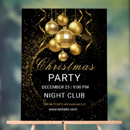 Señal Acrílica Elegante fiesta de Navidad con brillo de oro negro