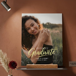 Señal Acrílica Elegante Foto de Graduación con Letra Dorada en Sc