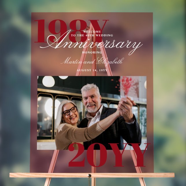 Señal Acrílica Elegante foto del 40º aniversario del Boda (Neutral )