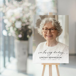 Señal Acrílica Elegante Foto Funeral En Memoria Amable