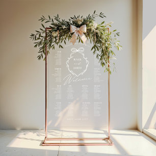 Señal Acrílica Elegante gráfico de asientos Boda de Escudo de Bow