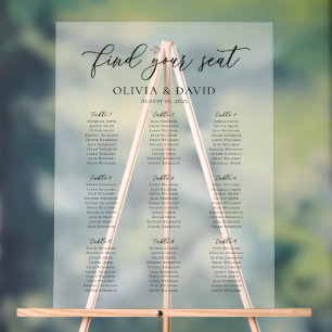 Señal Acrílica Elegante guión 9 tabla de asientos Rótulo acrílico