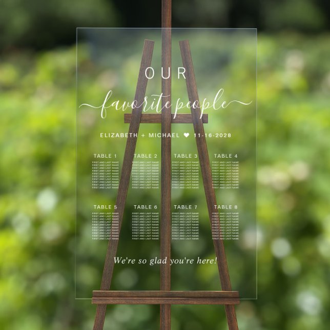 Señal Acrílica Elegante guión blanco 8 tabla Boda de asientos (Subido por el creador)