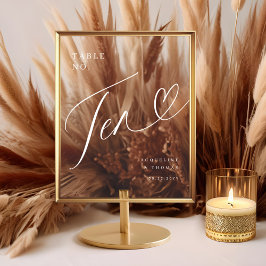 Señal Acrílica Elegante guión Boda de corazón número de tabla die