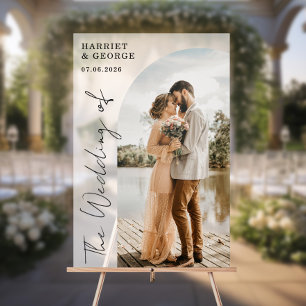 Señal Acrílica Elegante guión foto bienvenida Rótulo Boda