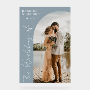 Señal Acrílica Elegante guión foto bienvenida Rótulo Boda