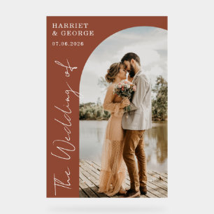 Señal Acrílica Elegante guión foto bienvenida Rótulo Boda