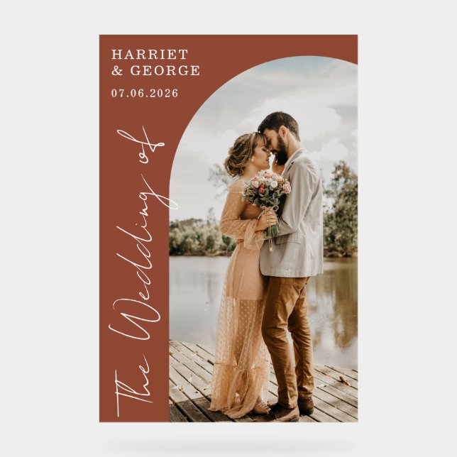 Señal Acrílica Elegante guión foto bienvenida Rótulo Boda (Anverso)