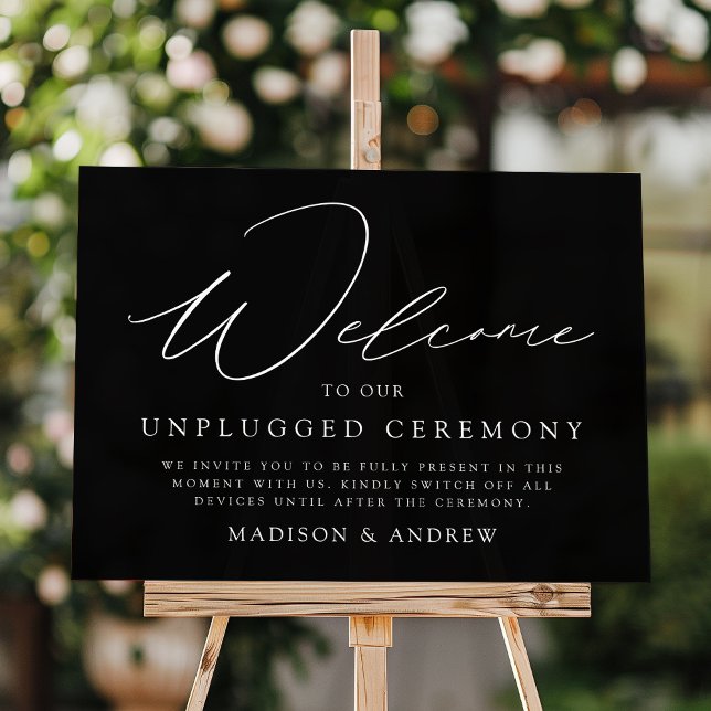 Señal Acrílica Elegante guión negro Boda de ceremonias desenchufa (Subido por el creador)