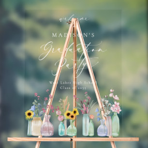 Señal Acrílica Elegante Invitación de Fiesta de Graduación con Le