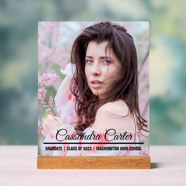 Señal Acrílica Elegante Invitación de fotos de Personalizado grad (Neutral )