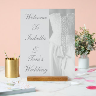 Señal Acrílica Elegante Letrero de Bienvenida de Boda con Escritu