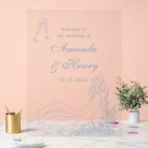 Elegante mano dibujada con un Boda azul turbio bie