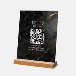 Señal Acrílica Elegante Mármol-Negro-Dorado Salón Redes Sociales 