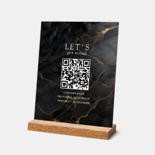 Señal Acrílica Elegante Mármol-Negro-Dorado Salón Redes Sociales