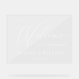 Señal Acrílica Elegante matrimonio de bienvenida minimalista