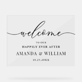 Señal Acrílica Elegante matrimonio de bienvenida minimalista