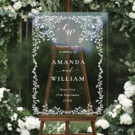 Señal Acrílica Elegante matrimonio de bienvenida minimalista