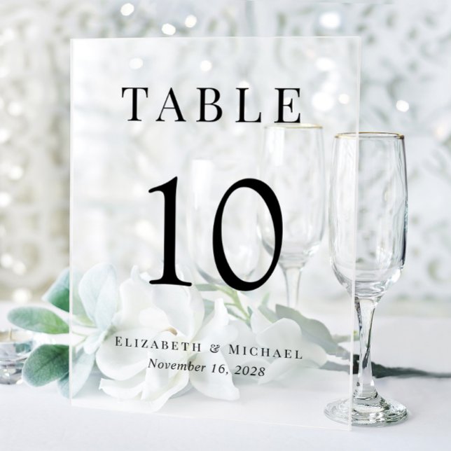 Señal Acrílica Elegante Mesa de la Recepción de Boda Número de Fr (Subido por el creador)