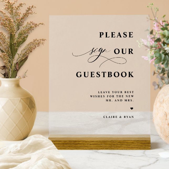Señal Acrílica Elegante, moderno, Boda del libro de visitas Frost (Subido por el creador)