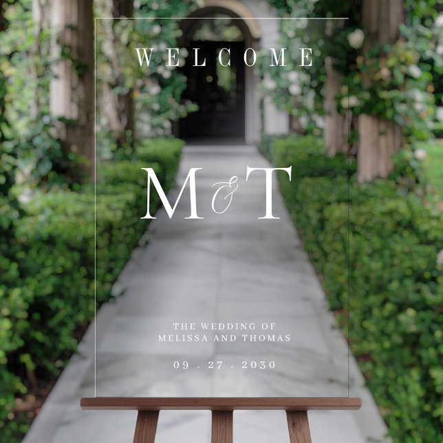 Señal Acrílica Elegante Monograma Boda Minimalista Bienvenida (Subido por el creador)
