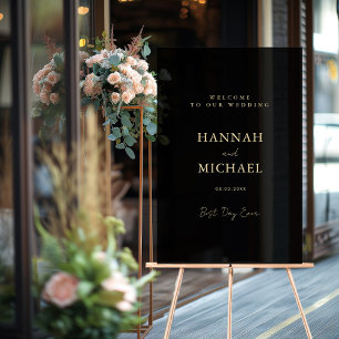 Señal Acrílica Elegante, negro-transparente, mínimo, Boda