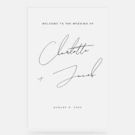 Señal Acrílica Elegante nombre moderno en escritura de bienvenida