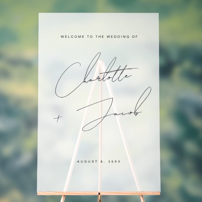 Señal Acrílica Elegante nombre moderno en escritura de bienvenida (Neutral )