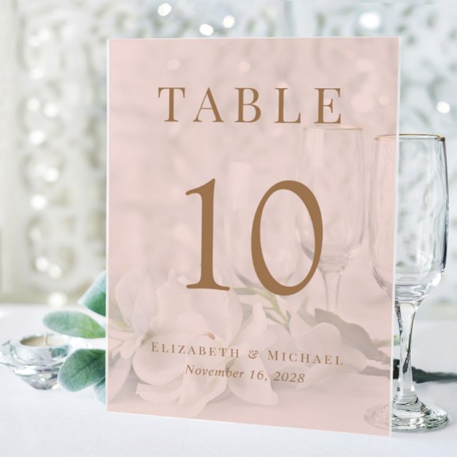Señal Acrílica Elegante número de mesa Boda de oro rosa (Subido por el creador)