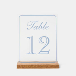 Señal Acrílica Elegante número simple de mesa azul claro