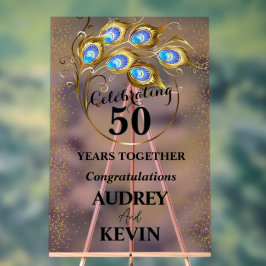 Señal Acrílica Elegante Peacock Feathers 50 Aniversario