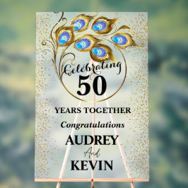 Señal Acrílica Elegante Peacock Feathers 50 Aniversario