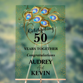 Señal Acrílica Elegante Peacock Feathers 50 Aniversario