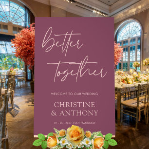 Señal Acrílica Elegante Rosa Mauve y Polvoriento Mejor Juntos Bod