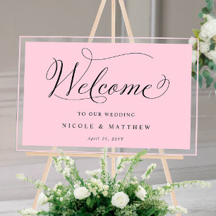 Señal Acrílica Elegante Rótulo acrílico rosa, Boda de Berry