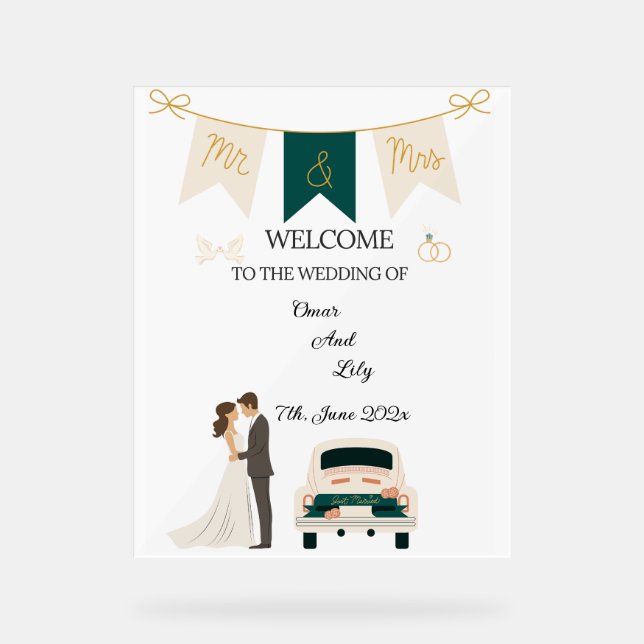 Señal Acrílica Elegante Rótulo Boda Moderno, Agradable Y Agradabl (Anverso)