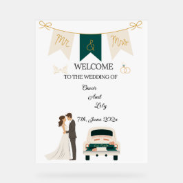 Señal Acrílica Elegante Rótulo Boda Moderno, Agradable Y Agradabl