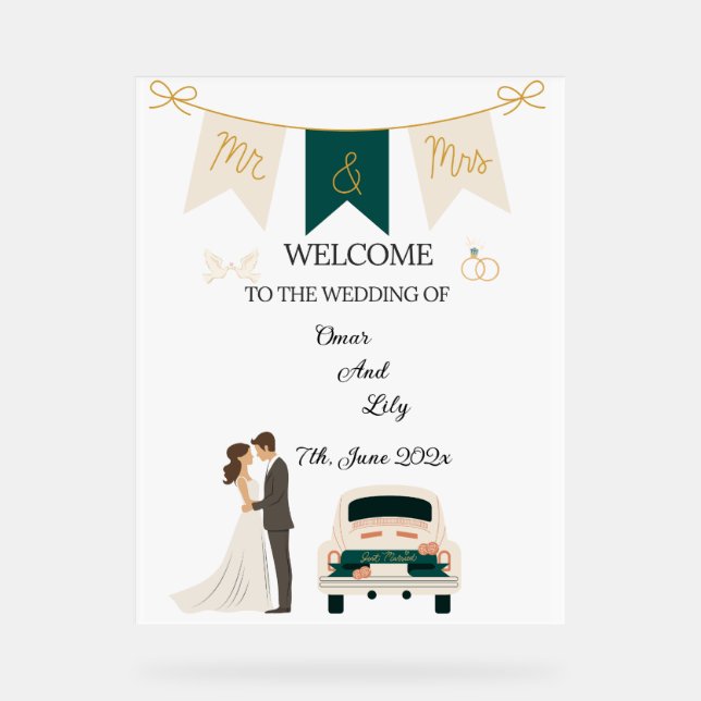 Señal Acrílica Elegante Rótulo Boda Moderno, Agradable Y Agradabl (Anverso)