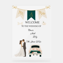 Señal Acrílica Elegante Rótulo Boda Moderno, Agradable Y Agradabl