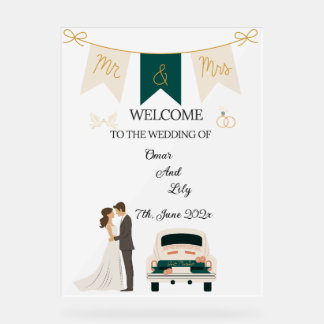 Señal Acrílica Elegante Rótulo Boda Moderno, Agradable Y Agradabl