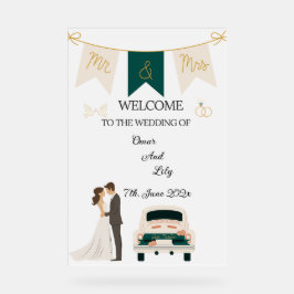 Señal Acrílica Elegante Rótulo Boda Moderno, Agradable Y Agradabl