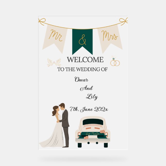 Señal Acrílica Elegante Rótulo Boda Moderno, Agradable Y Agradabl (Anverso)