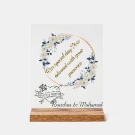 Señal Acrílica Elegante Rótulo de Boda floral acrílico - Nombres 