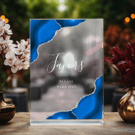 Señal Acrílica Elegante Royal Blue Silver Agate Wedding Favors