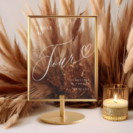 Señal Acrílica Elegante Script Boda Tabla número cuatro