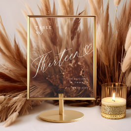 Señal Acrílica Elegante Script Boda Tabla Número Trece