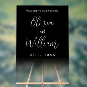 Señal Acrílica Elegante Script Boda transparente bienvenida
