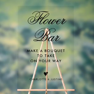 Señal Acrílica Elegante Script Bridal Shower Flower Bar