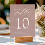 Señal Acrílica Elegante Script Dusty Rosa Número de tabla Boda<br><div class="desc">Tarjetas de número de tabla minimalistas y de moda con "Table" mostradas en un guión de caligrafía blanca con un fondo acrílico rosa polvoriento. Para solicitar el signo de la tarjeta de tabla acrílica: agregue su nombre, fecha de boda y número de tabla. Agregue cada número a su carrito individualmente...</div>