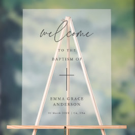Señal Acrílica Elegante Script Frosted Baptism Welcome